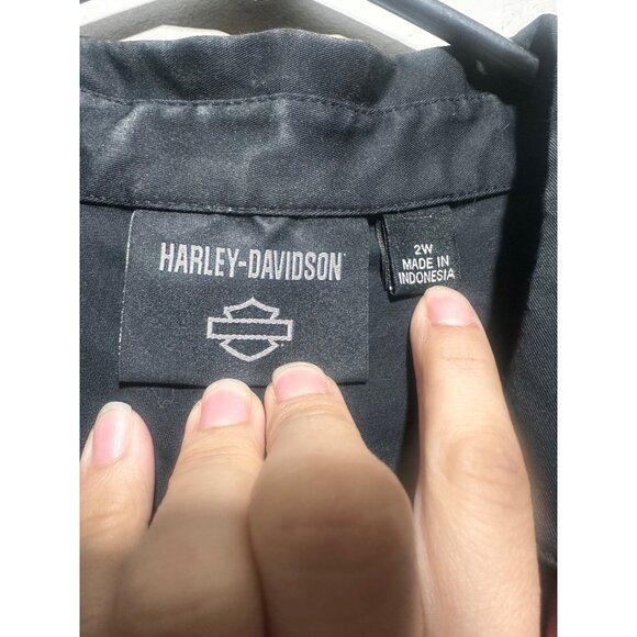 Harley Davidson Moto Full Zip Top Women 2W Black Pink Bow Logo Biker Fitted Punk - Picture 3 of 12